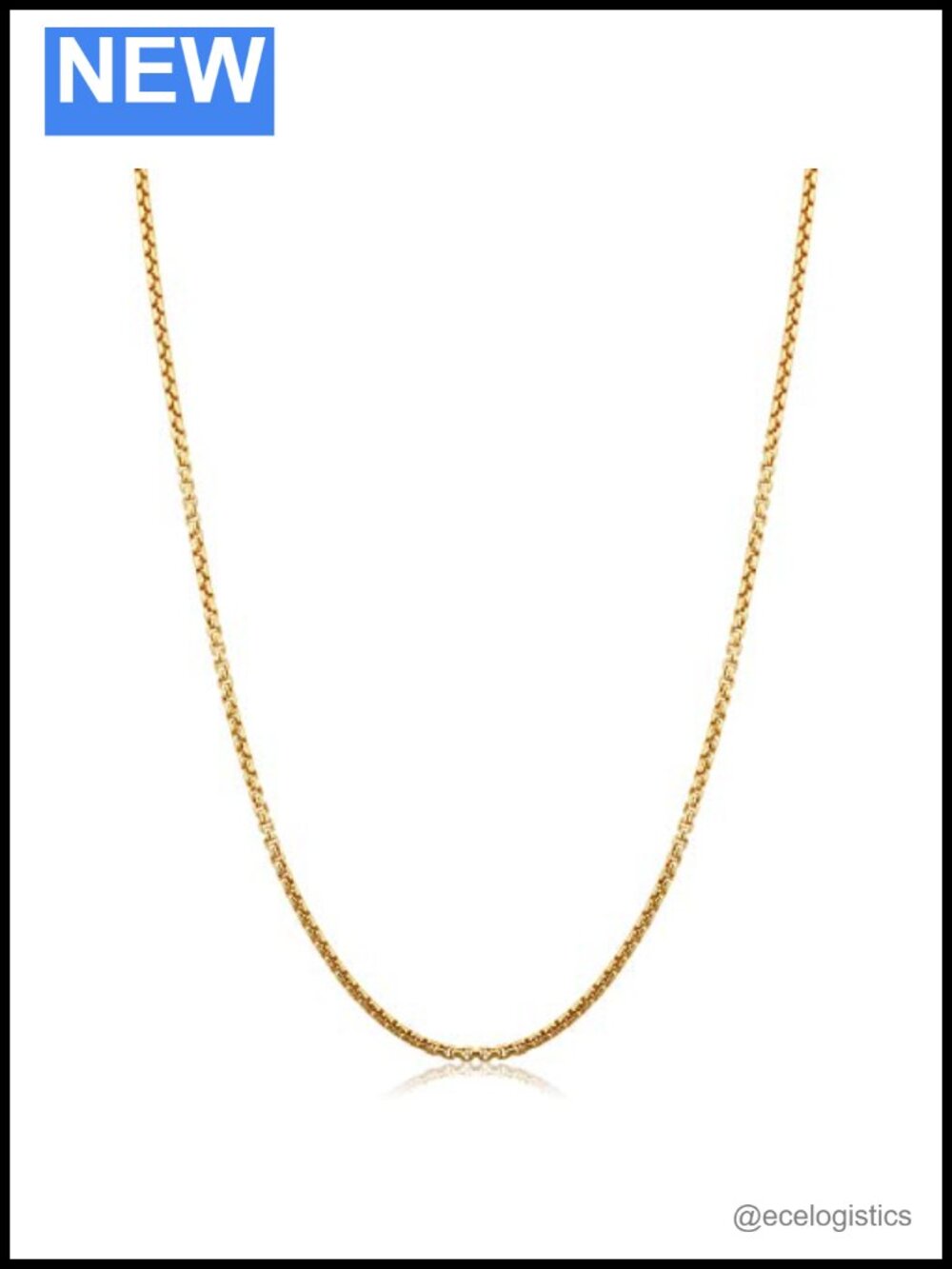 14k Gold Filled Box Link Chain Necklace Lobster Clasp Unisex 18 Inch